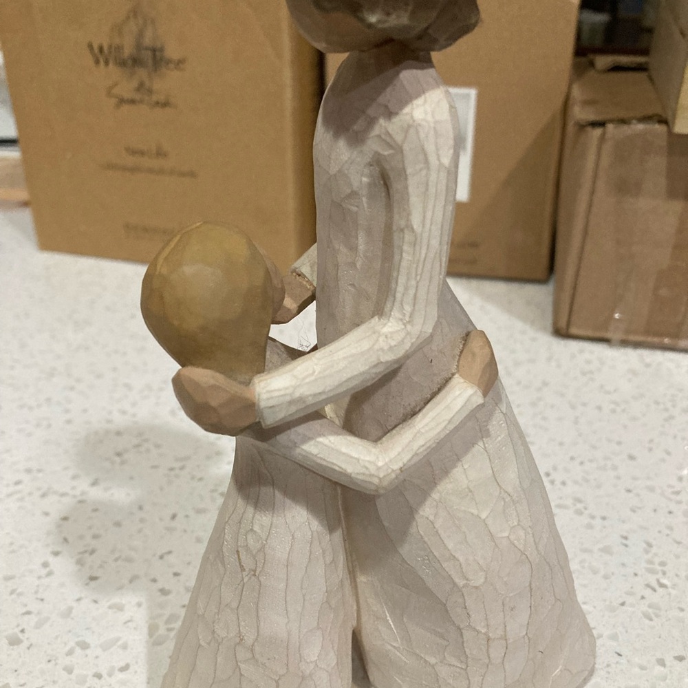 Willow Tree Embrace Sculpture - Cream and Brown